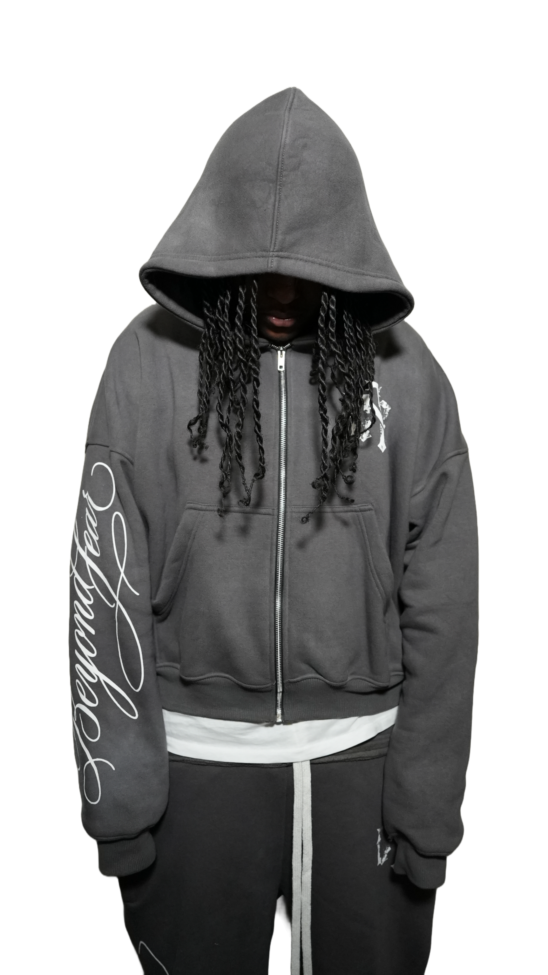 beyond fear zip-up grey