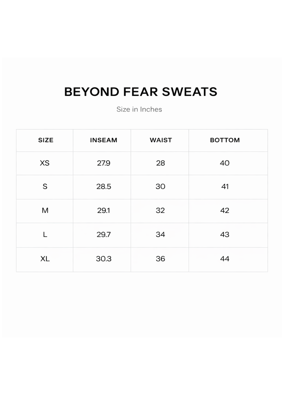 Beyond Fear sweats